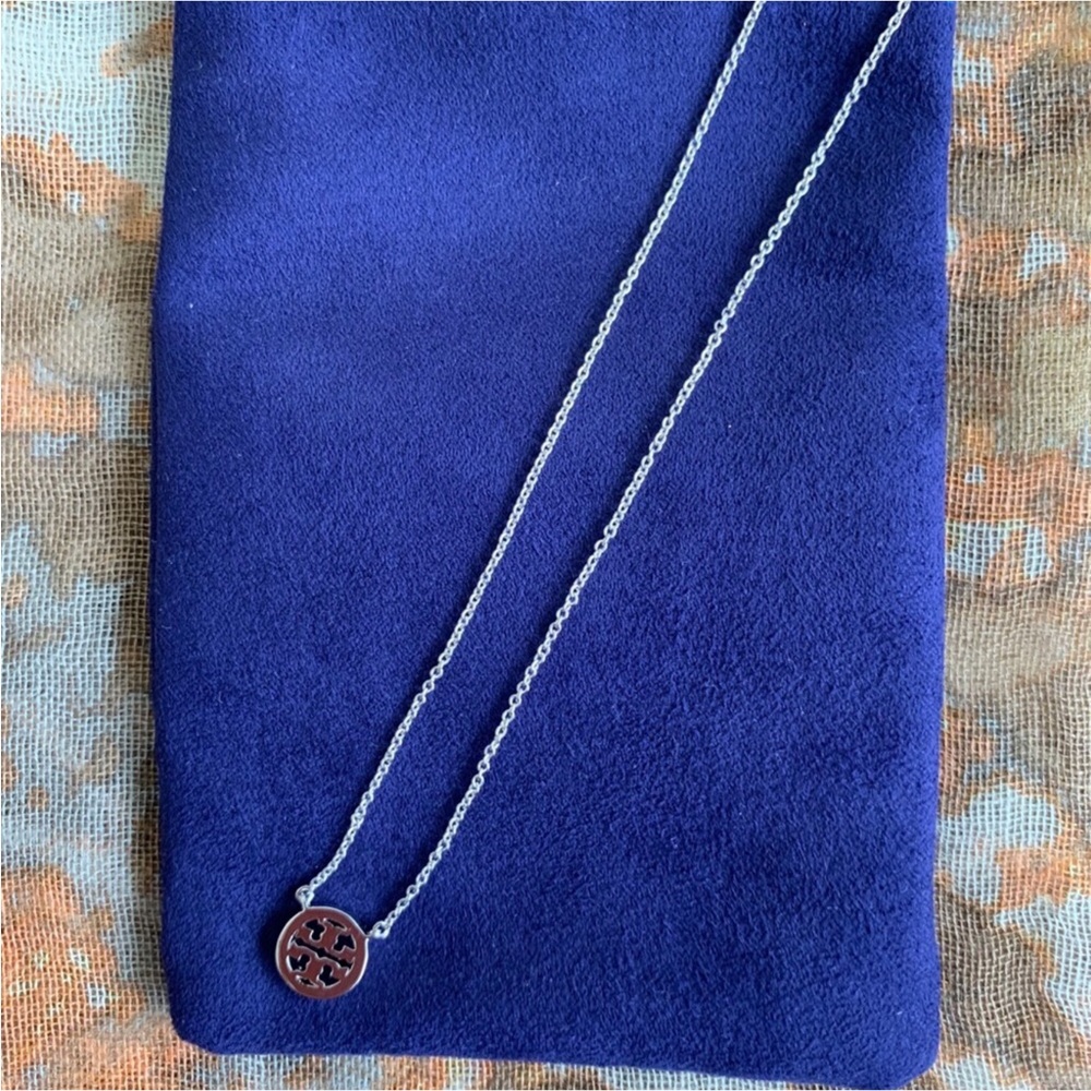 Tory Burch Crystal Logo Circle Necklace - Picture 6 of 7